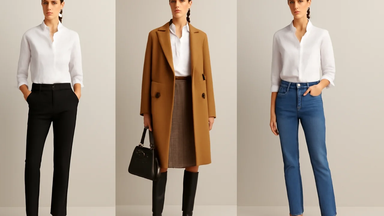 📌 1️⃣ Beyaz Gömlek ile 3 Farklı Kombin – illustrative image