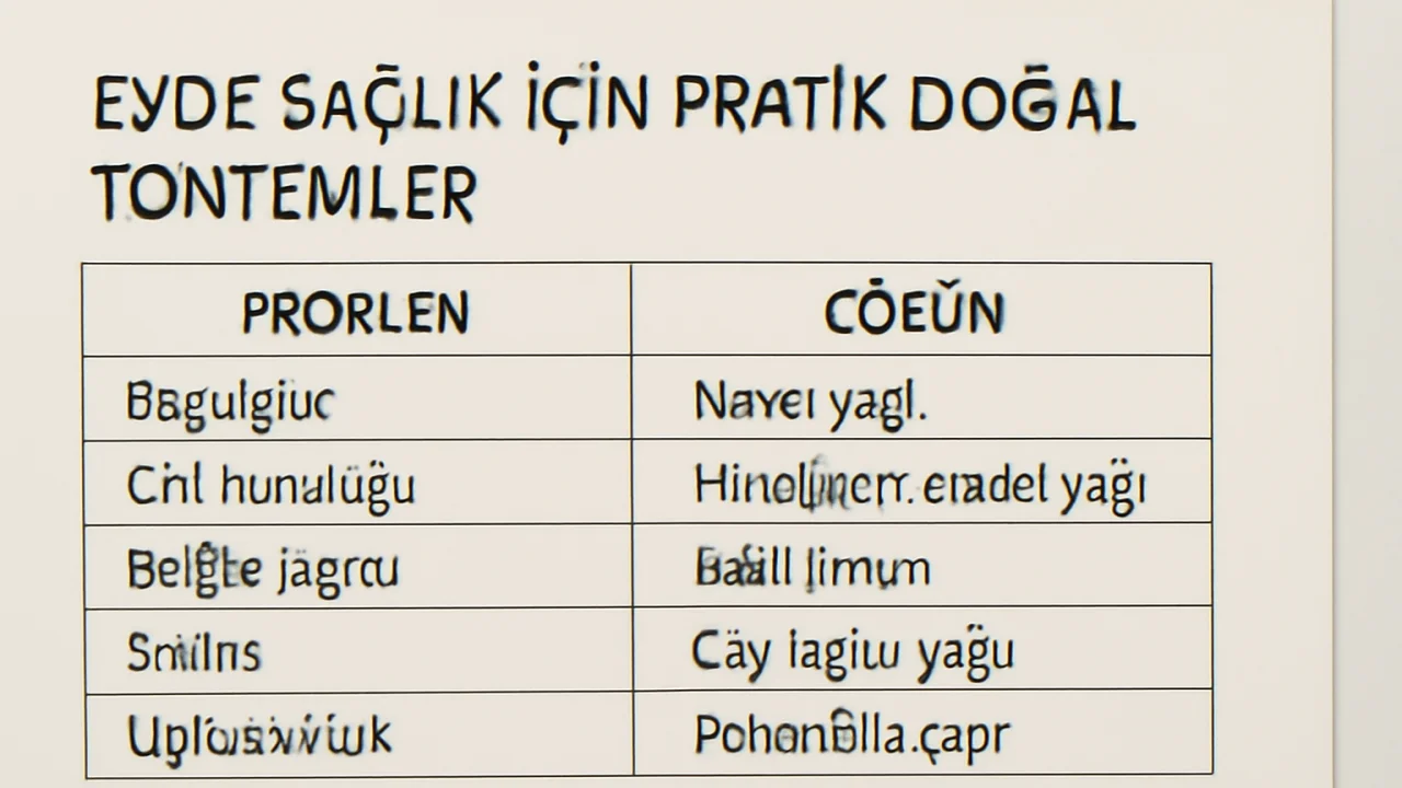 Evde Sağlık İçin Pratik Doğal Yöntemler Tablosu – illustrative image